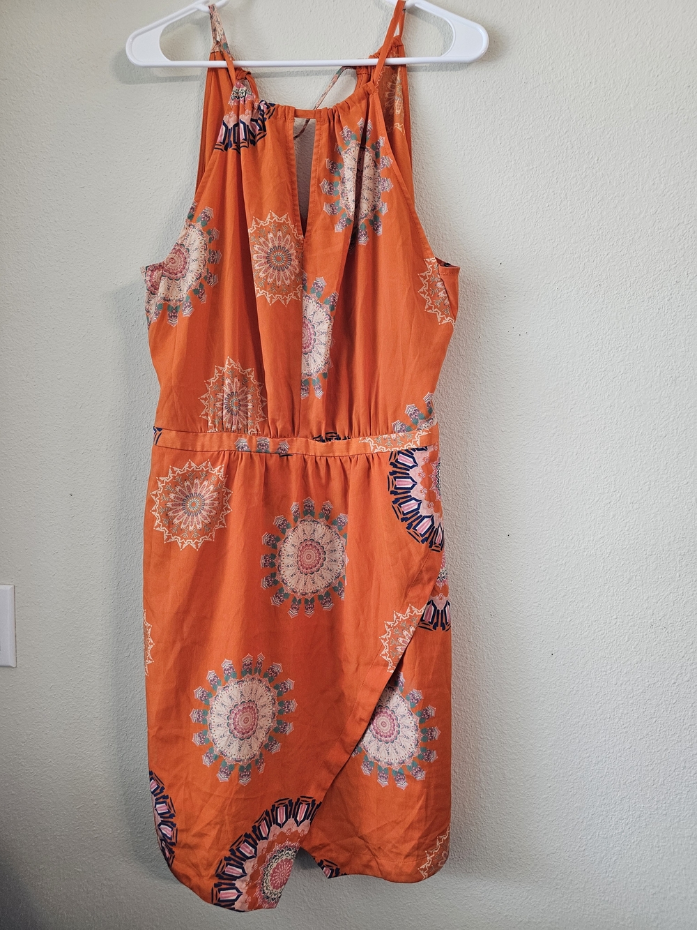 C Orange Printed Midi Sundress with Halo Motif